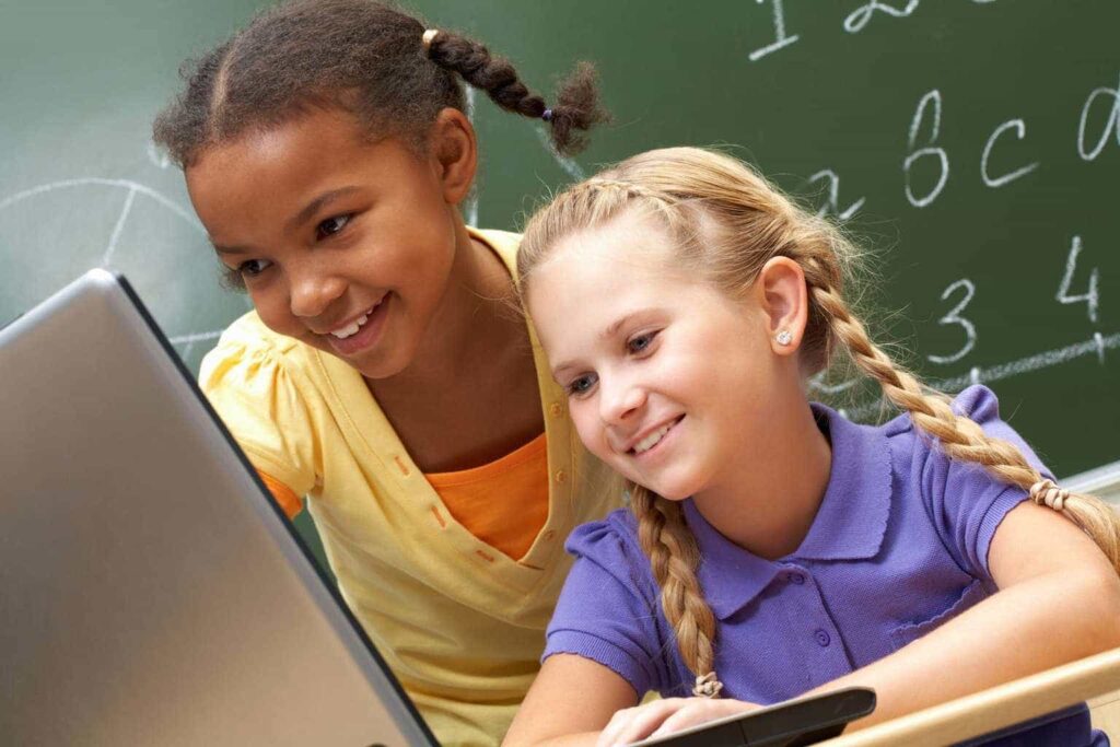 kids on a laptop